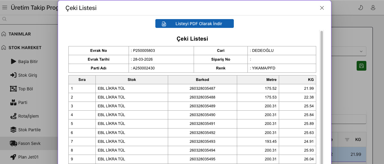 Scherm voor verzendlijst