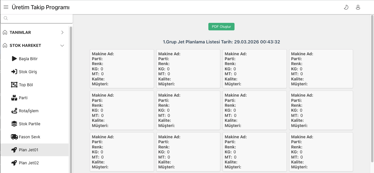 Scherm voor productieplanning